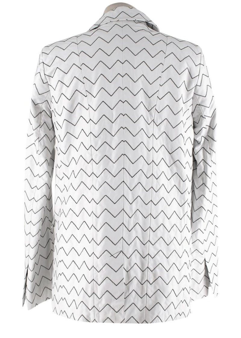 Skiim Magda White Leather Zigzag Blazer
