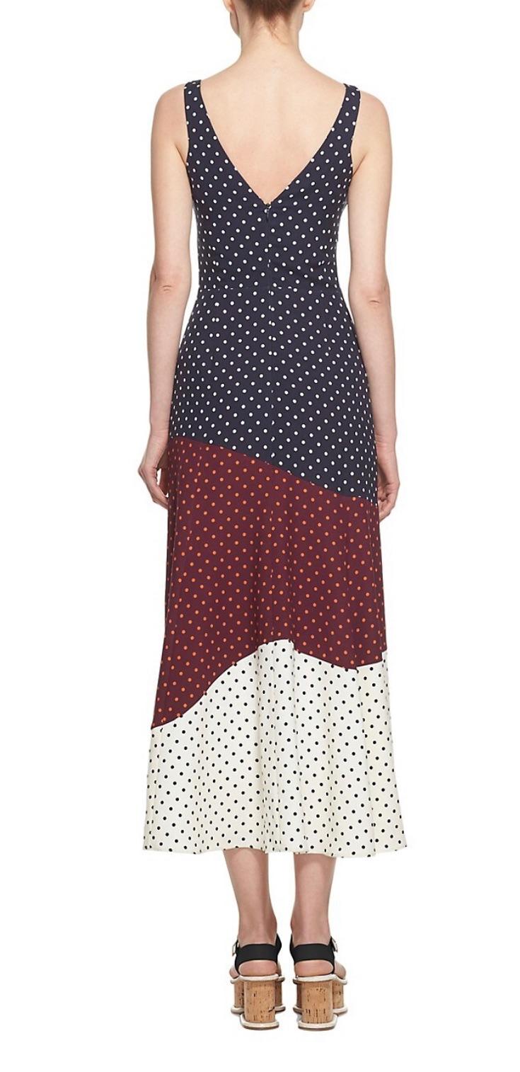 Colourblock Polka Dot Midi Dress