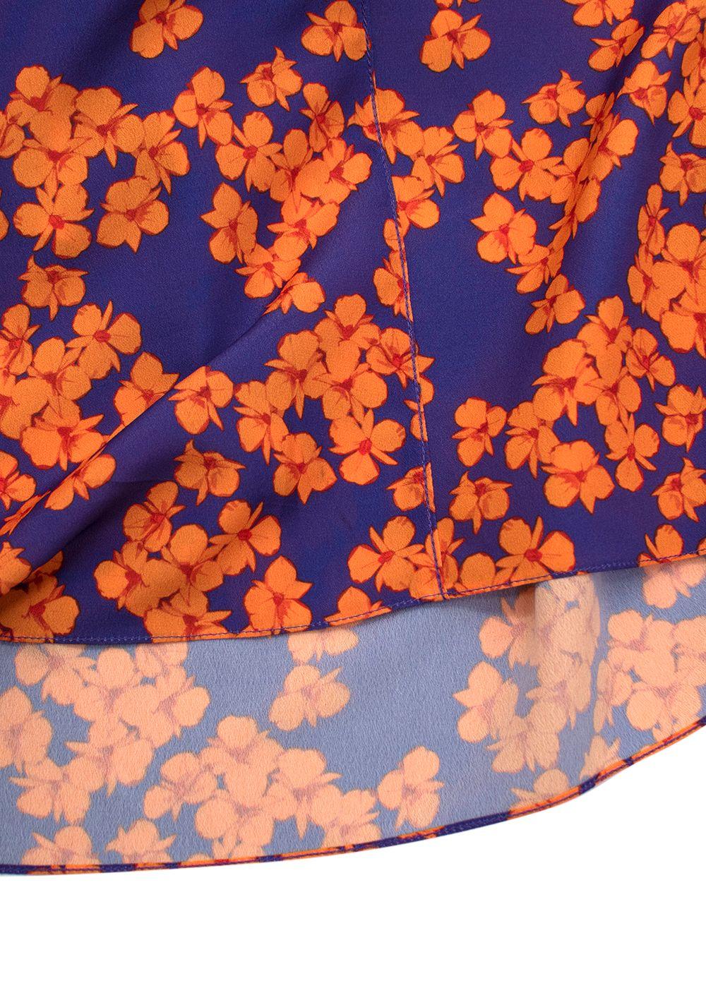 Orange and Purple Floral-print Dress
