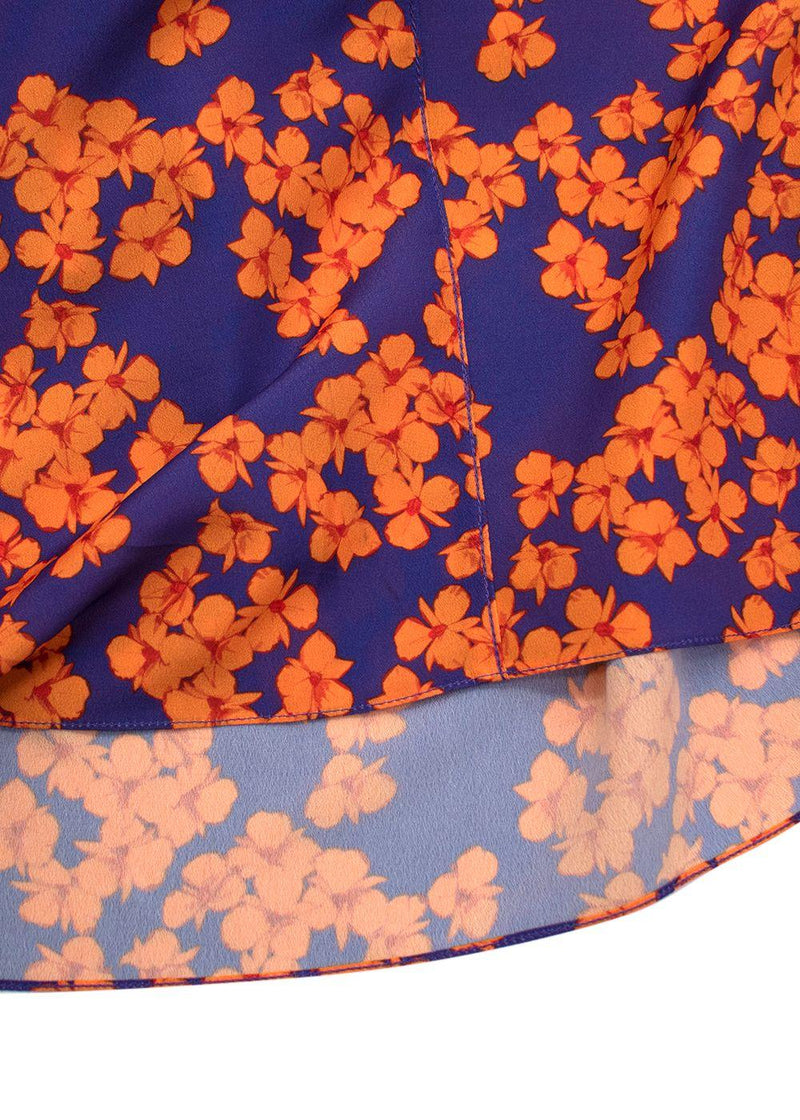 Orange and Purple Floral-print Dress