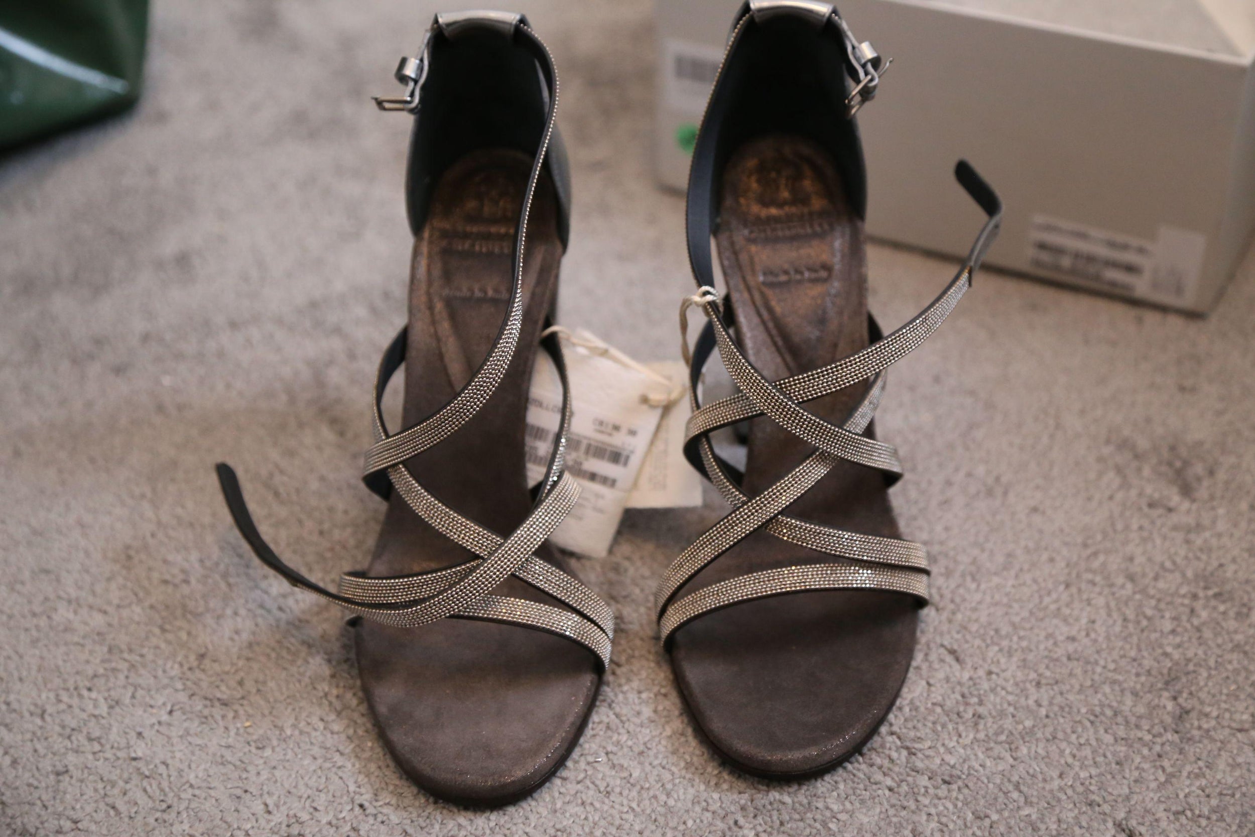 Monili Beaded Silver Leather Sandals