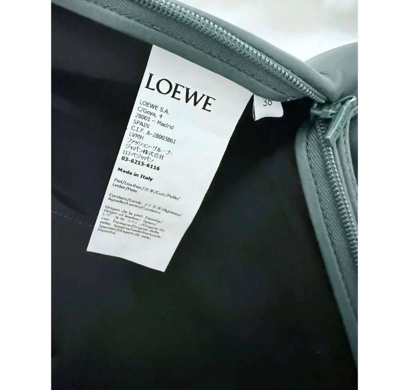 Loewe Green Distressed Leather Shorts
