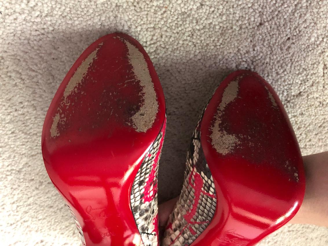 Christian Louboutin Paint Splatter Python Peep-Toe Pumps