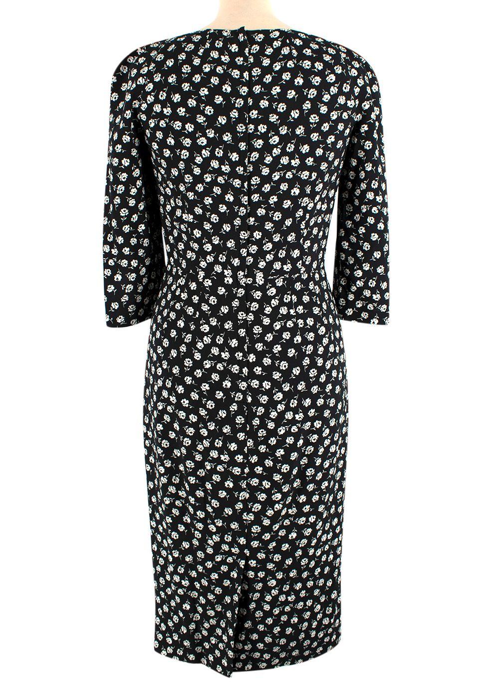 Dolce & Gabbana Black Floral Print Crepe Midi Dress