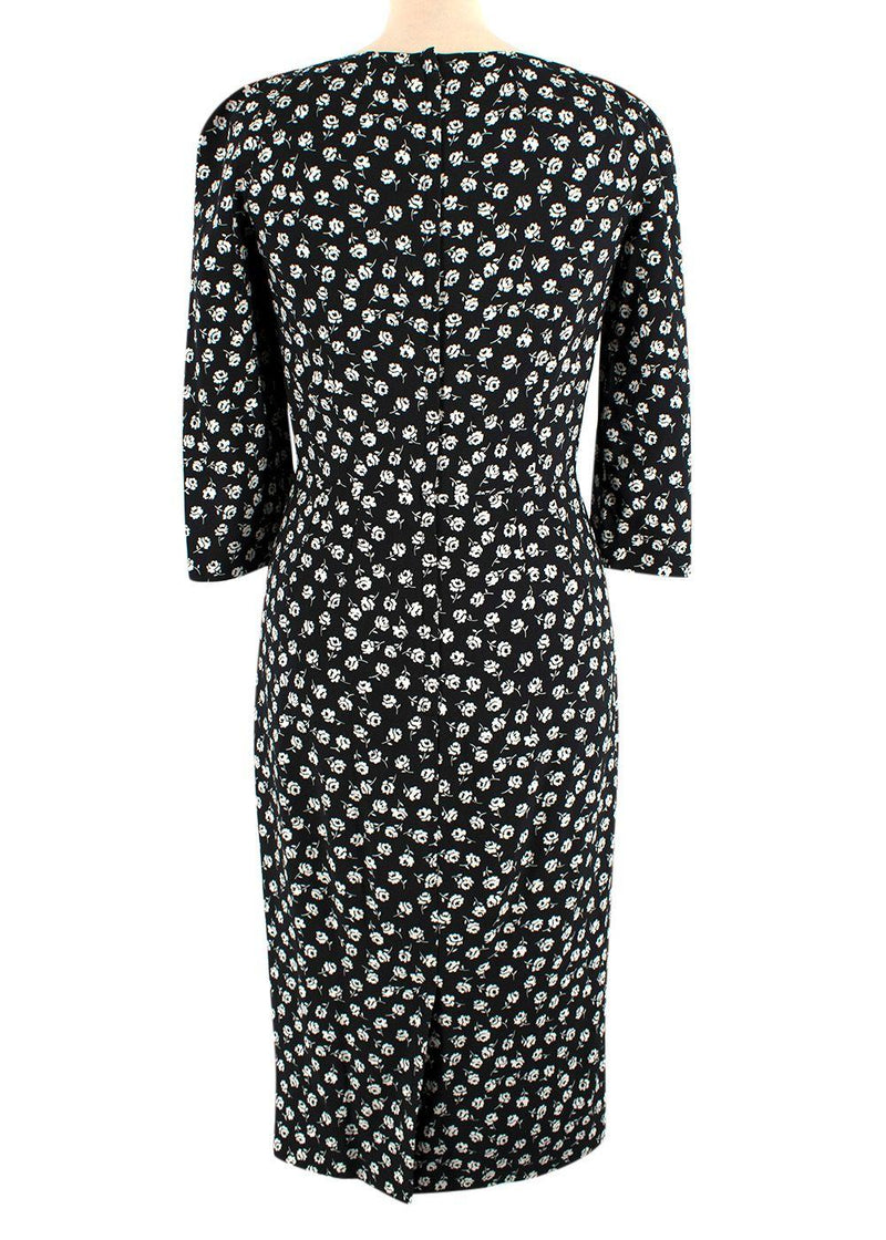 Dolce & Gabbana Black Floral Print Crepe Midi Dress