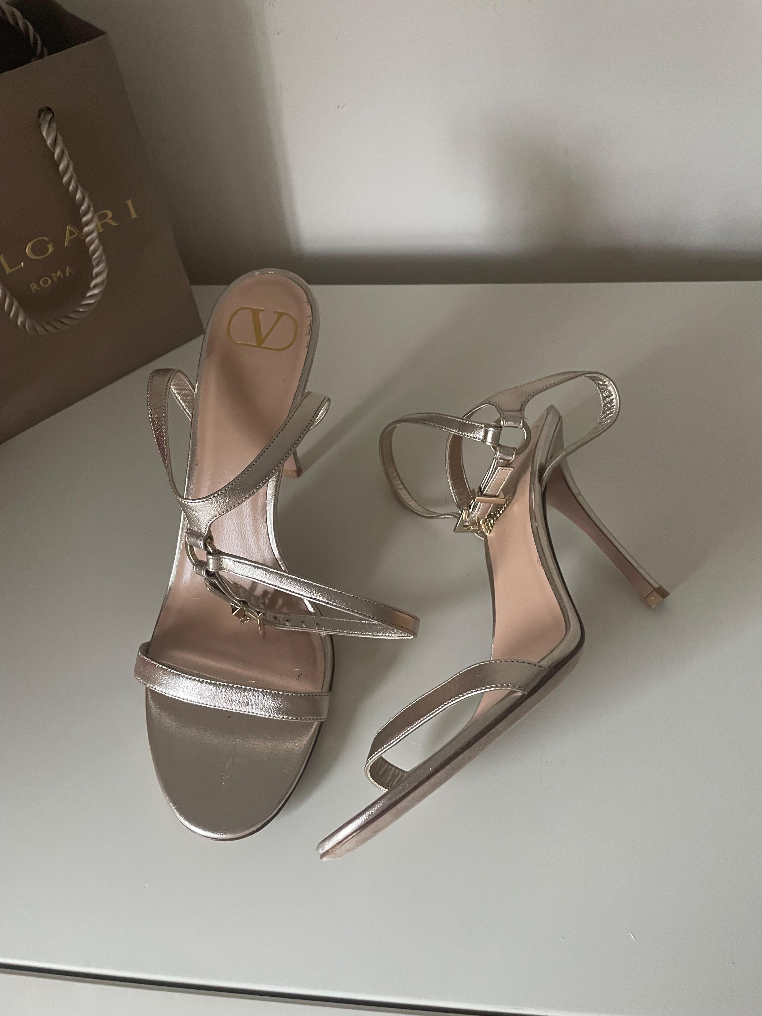 Valentino Champagne Gold Strappy Leather Heels