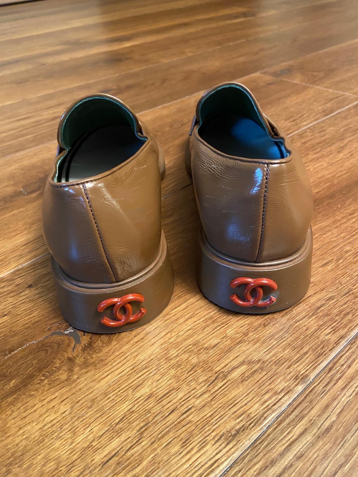Chanel Brown Patent Loafers
