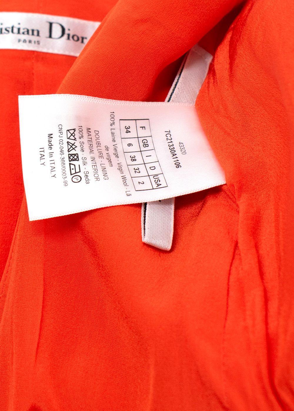 Dior Bright Orange Virgin Wool Mini Wrap Skirt
