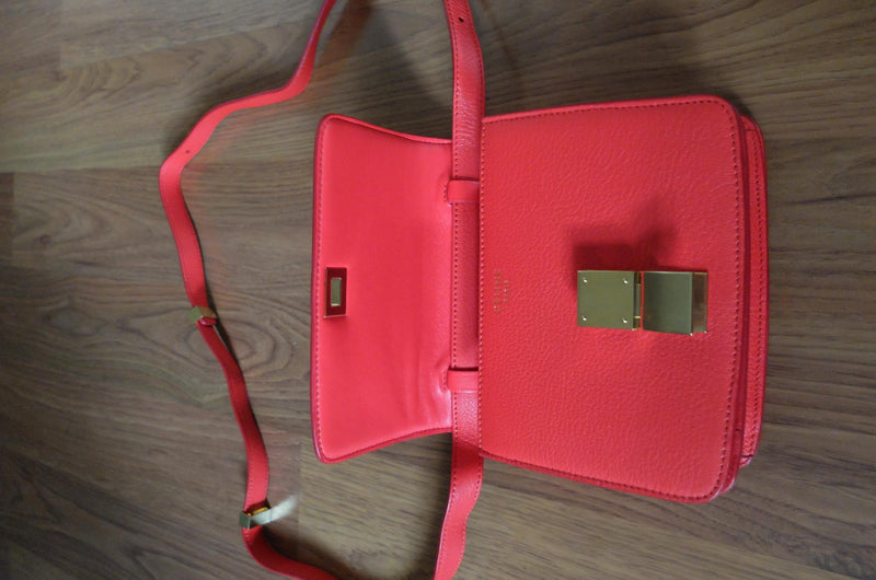 Celiné Red Leather Classic Mini Box Bag