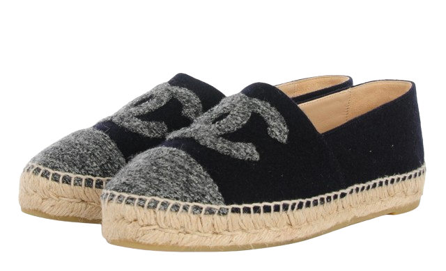 Chanel Navy and Grey Wool Espadrilles