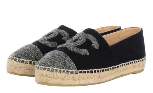 Chanel Navy and Grey Wool Espadrilles