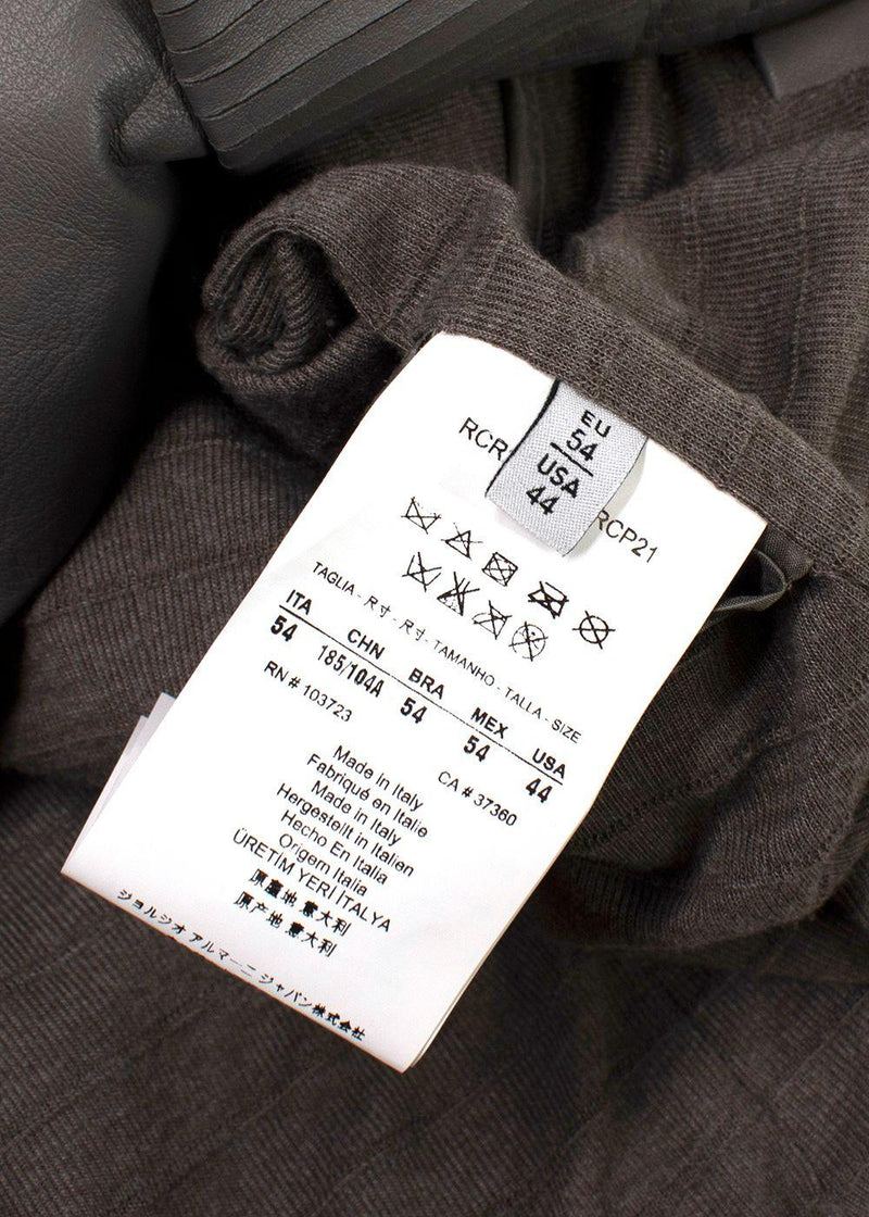Armani Collezioni Grey Pleated Leather Jacket