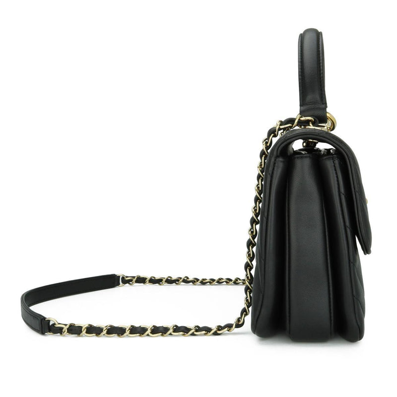 Chanel Black Chevron Small Trendy CC Top Handle Bag