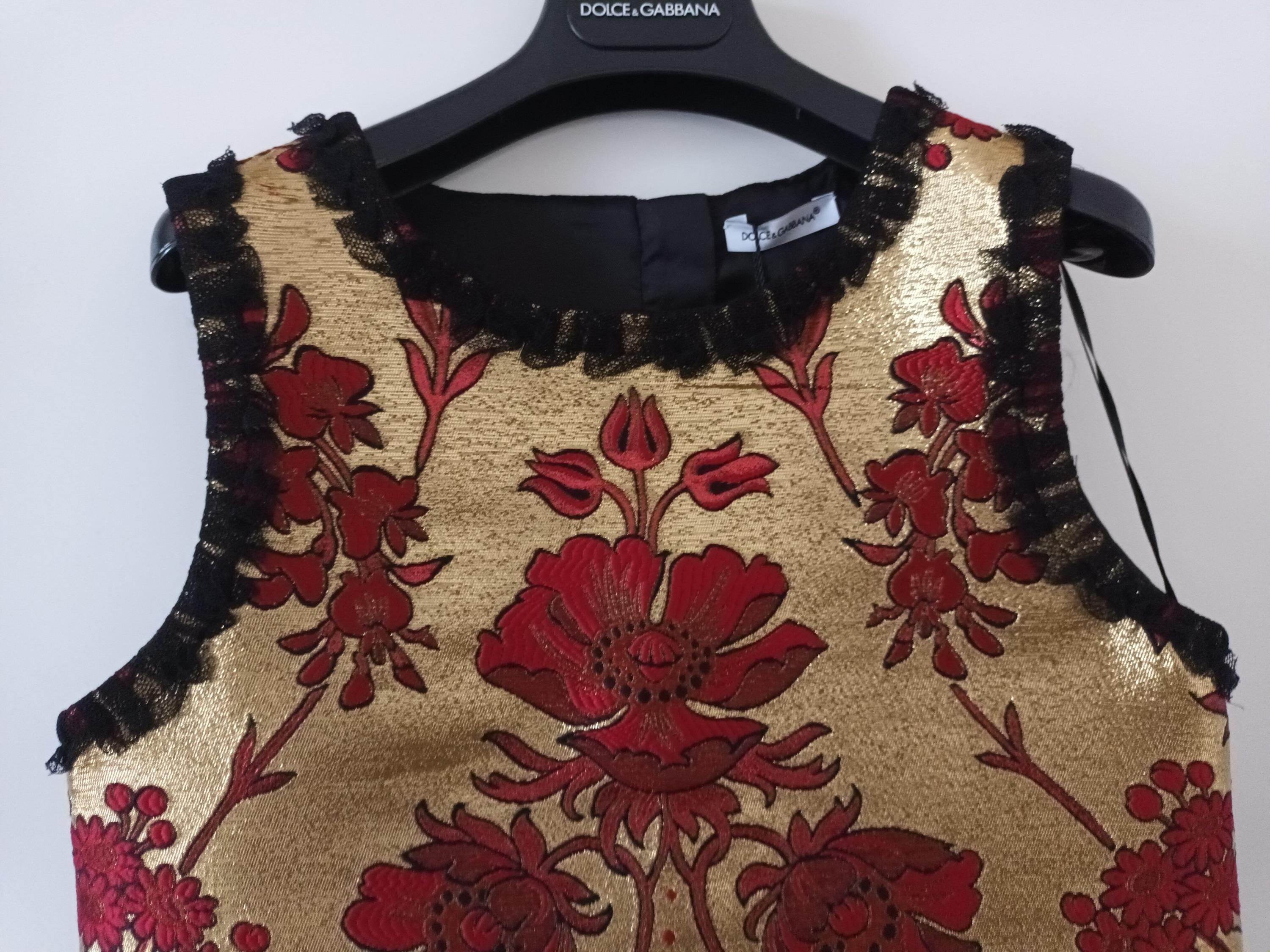 gold & red brocade shift dress