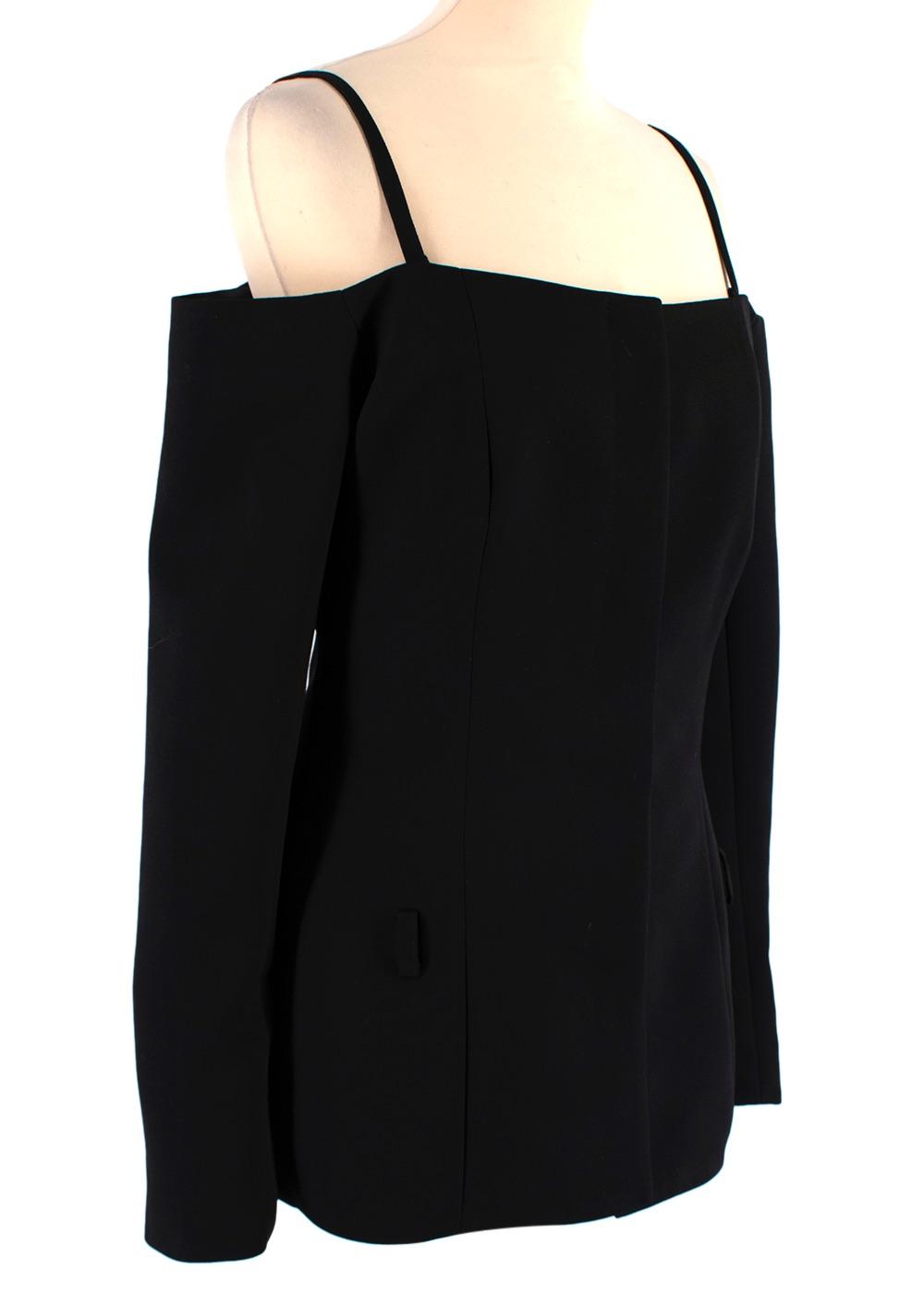 Off Shoulder Black Virgin Wool Top