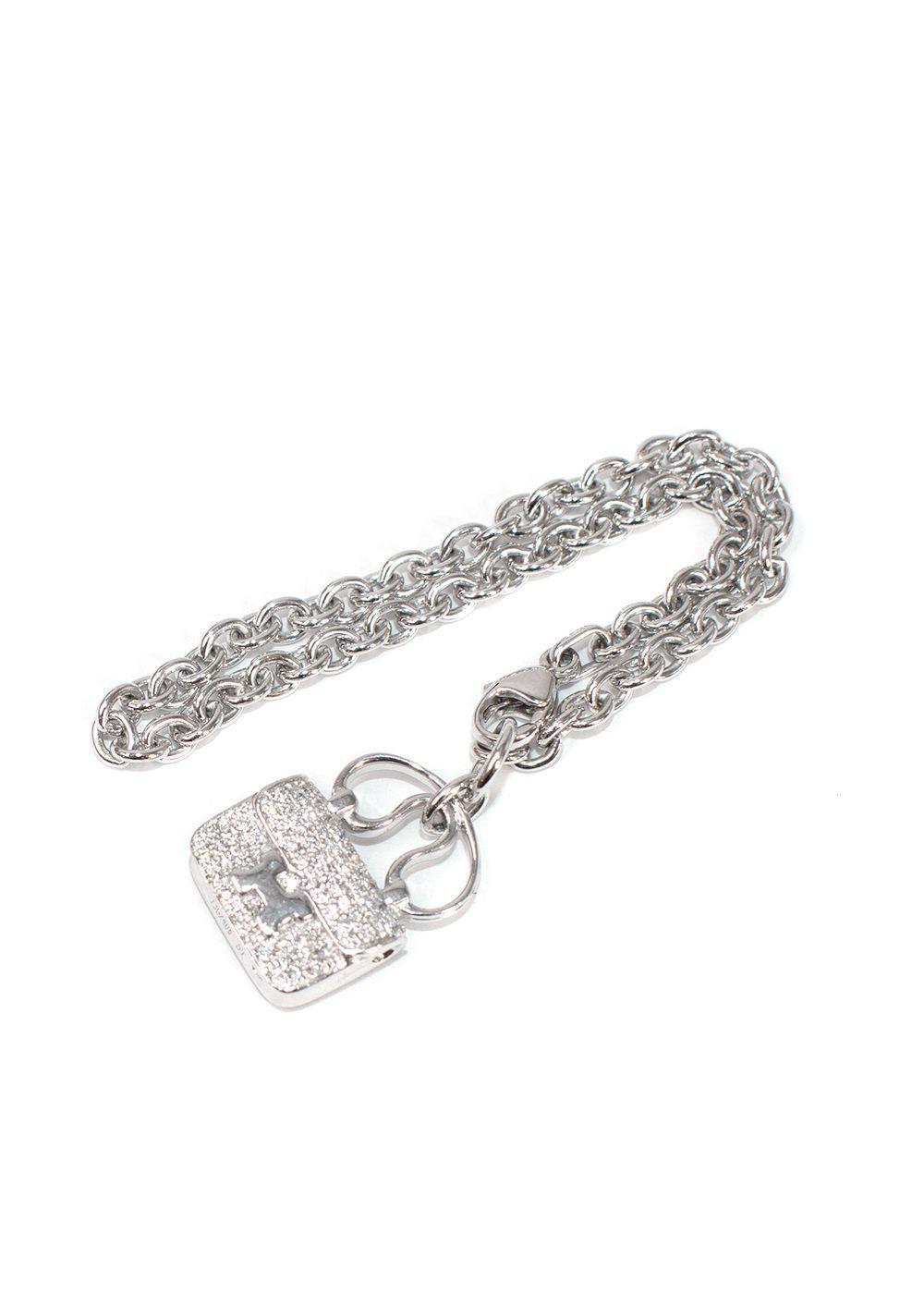 Hermes White Gold and Diamond Constance Bracelet