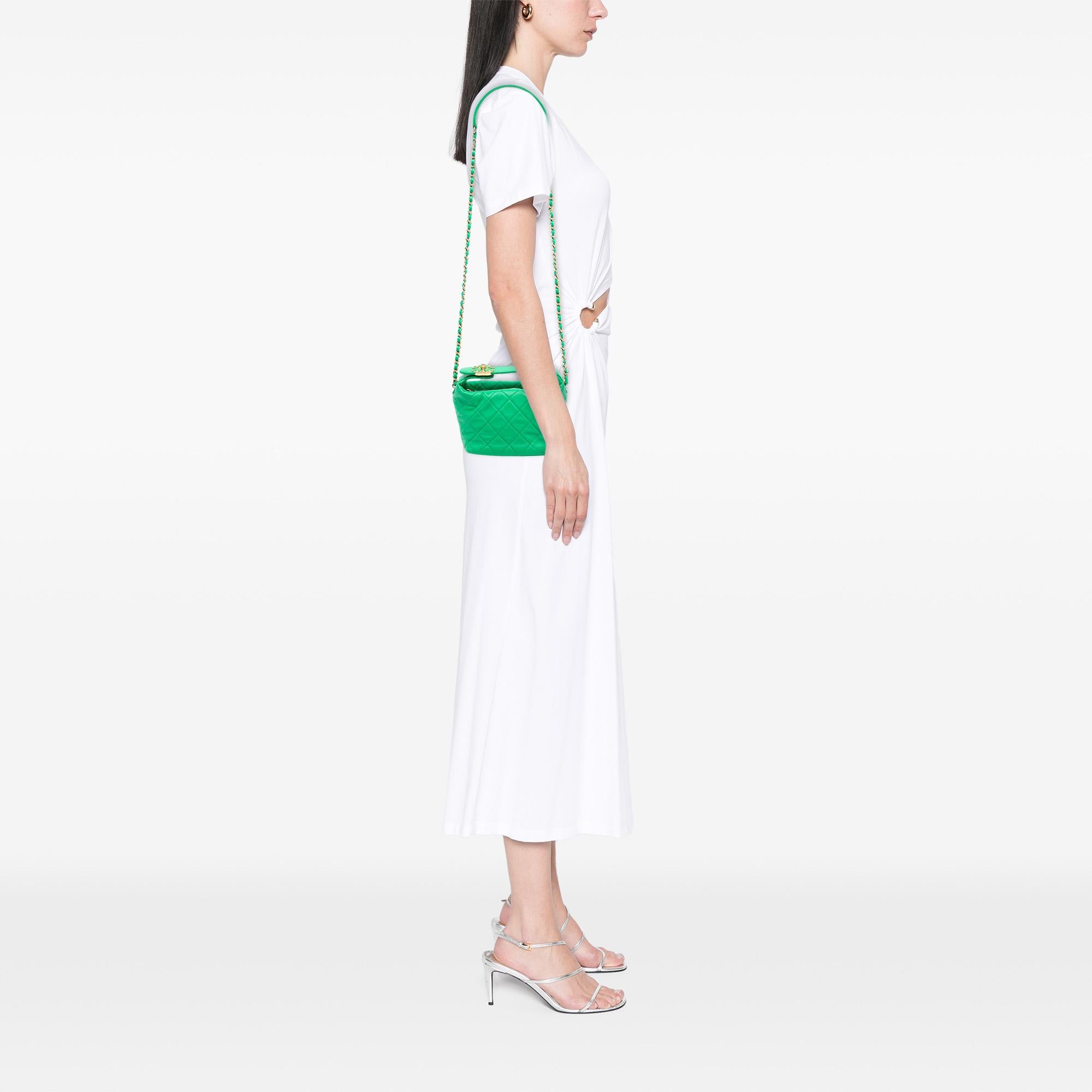 Chanel Green Small Quilted Lambskin Perfect Meeting Hobo