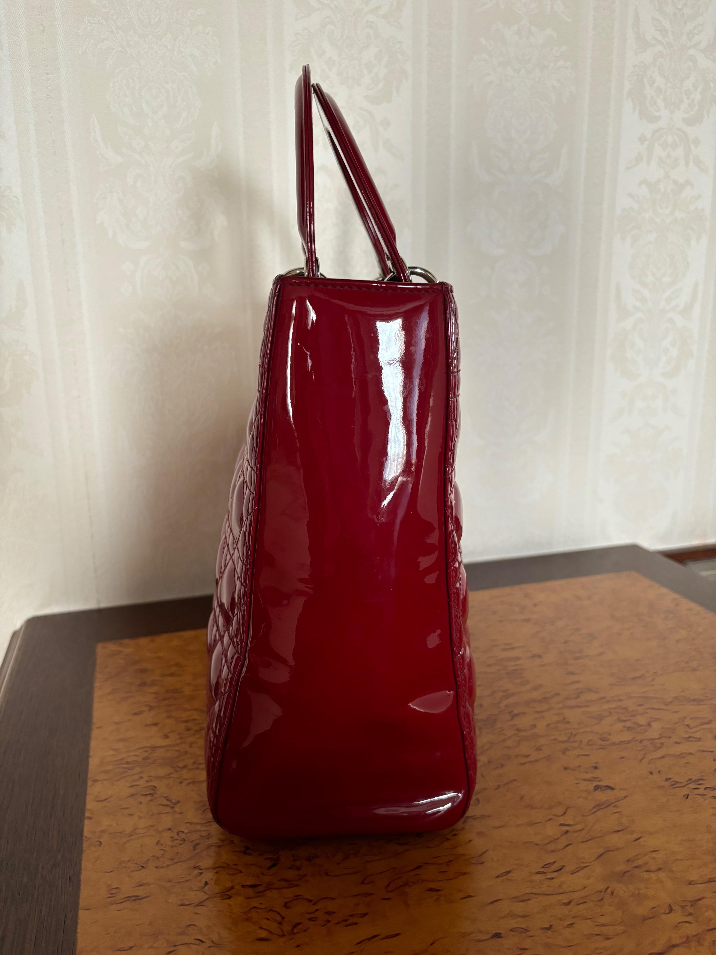 Dior Red Patent Leather Large Lady Dior