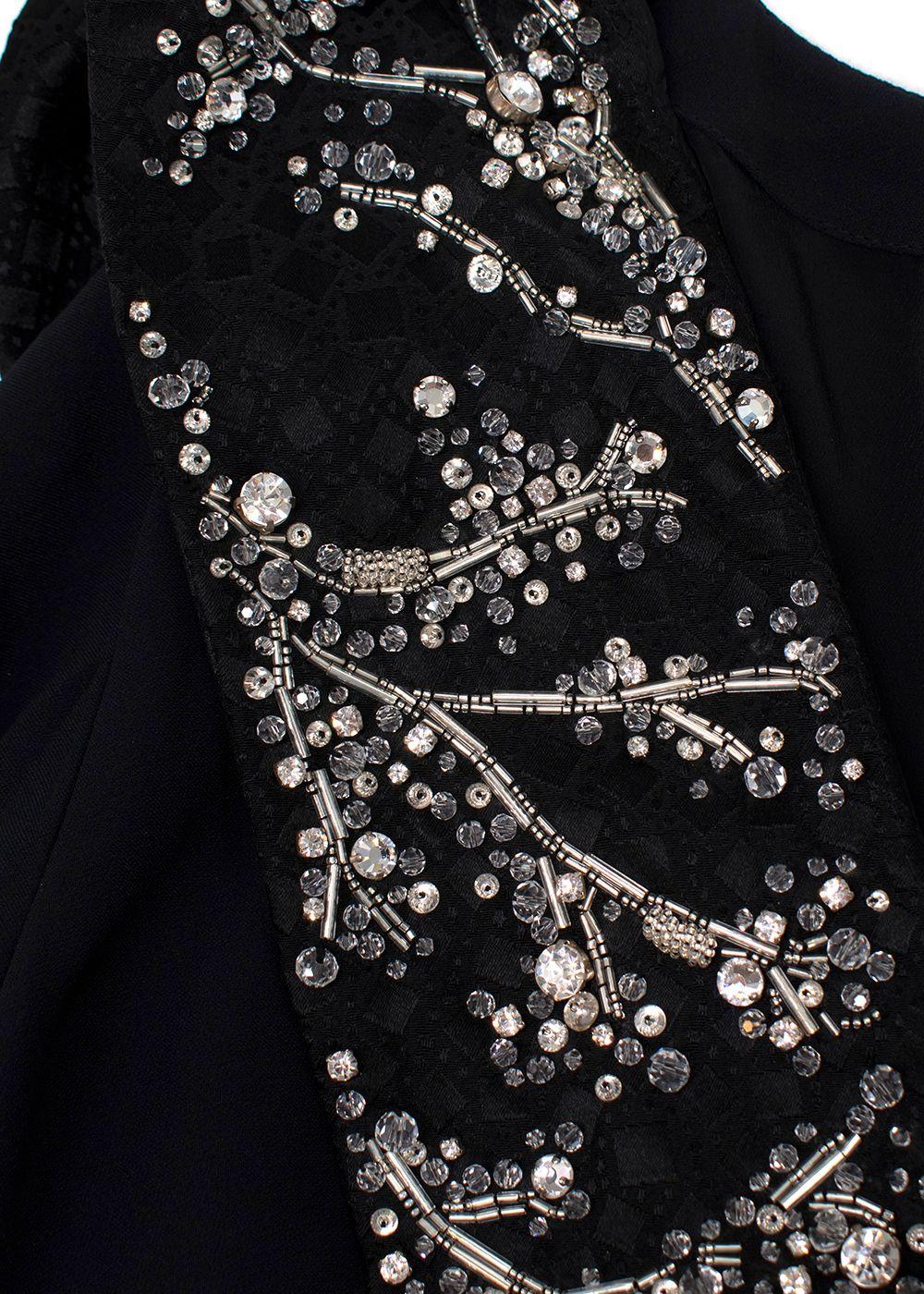 Alexander McQueen Crystal Embellished Black Draped Sleeve Gown