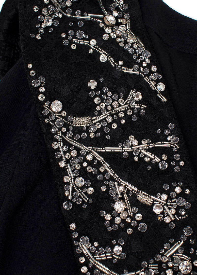 Alexander McQueen Crystal Embellished Black Draped Sleeve Gown