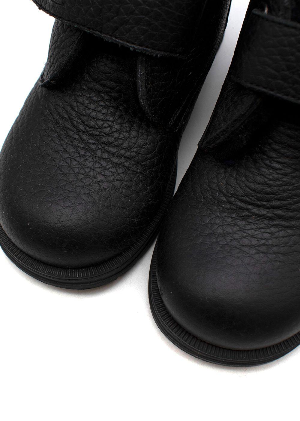 Black leather velcro strap boots