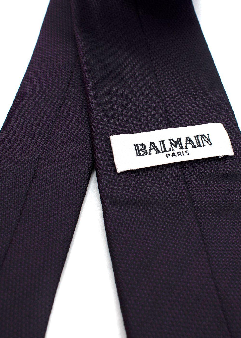 Balmain Dark Purple Silk Tie