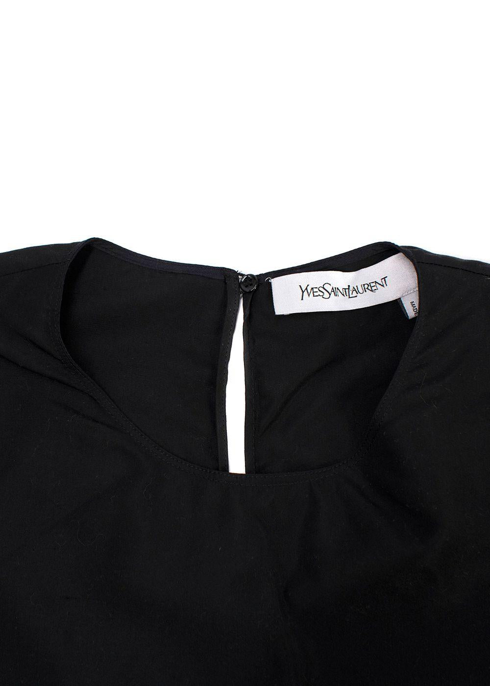 YSL Black Cotton Bow Detail  Blouse