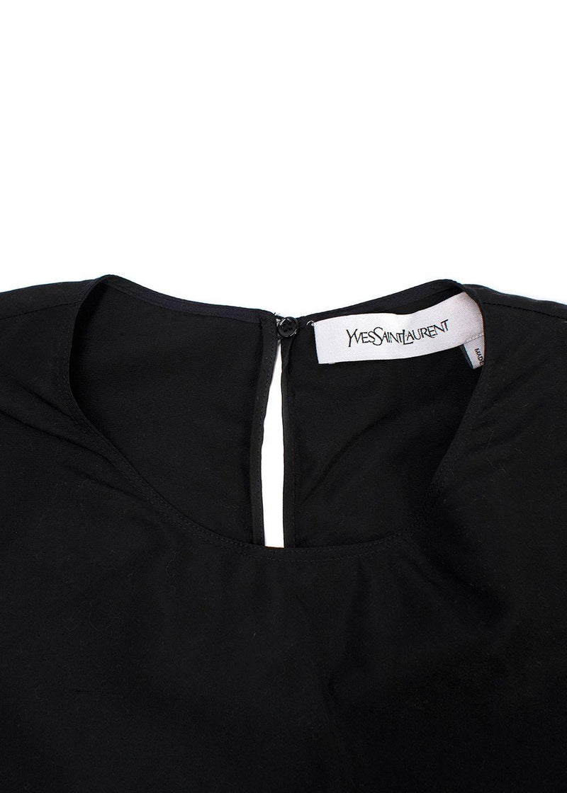 YSL Black Cotton Bow Detail  Blouse