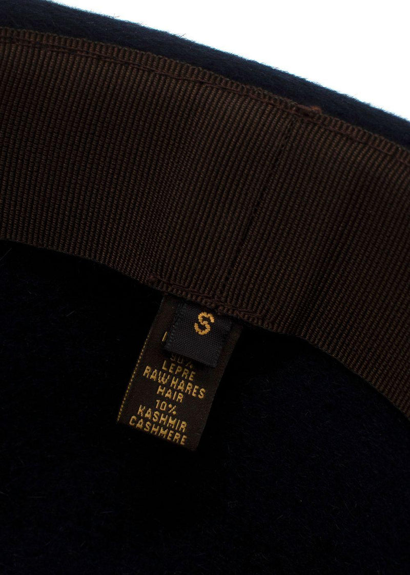 Loro Piana Navy Hares Hair Blend Ferdora