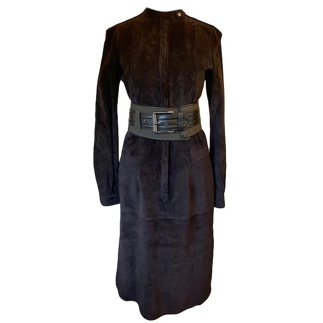 Belstaff Black Suede Belted Dress