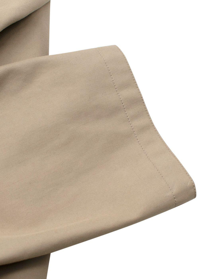 Hermes Neutral Beige Trench Coat with Brown Leather Inserts