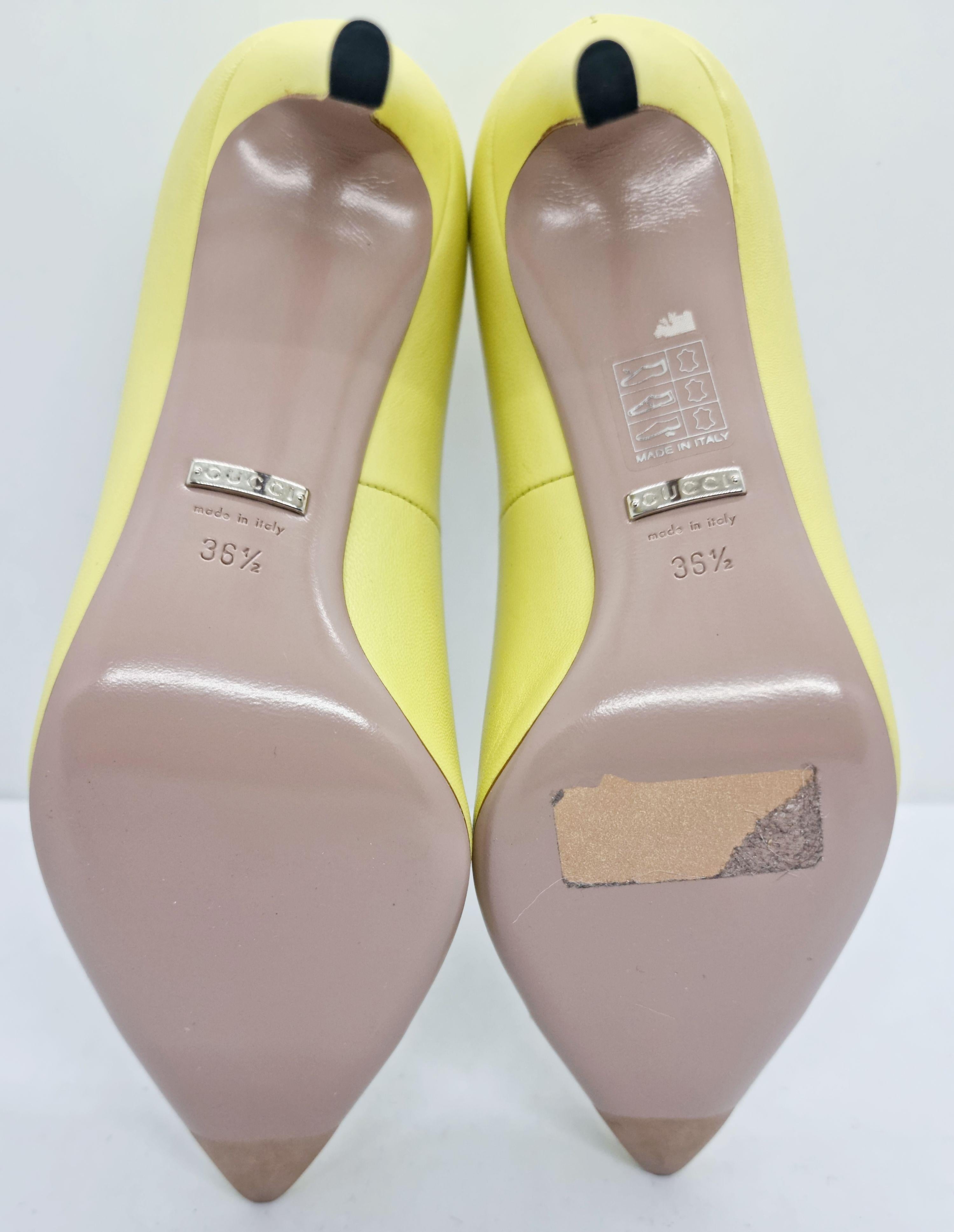 Gucci Yellow Studded Leather Malaga Pointed Toe Pumps
