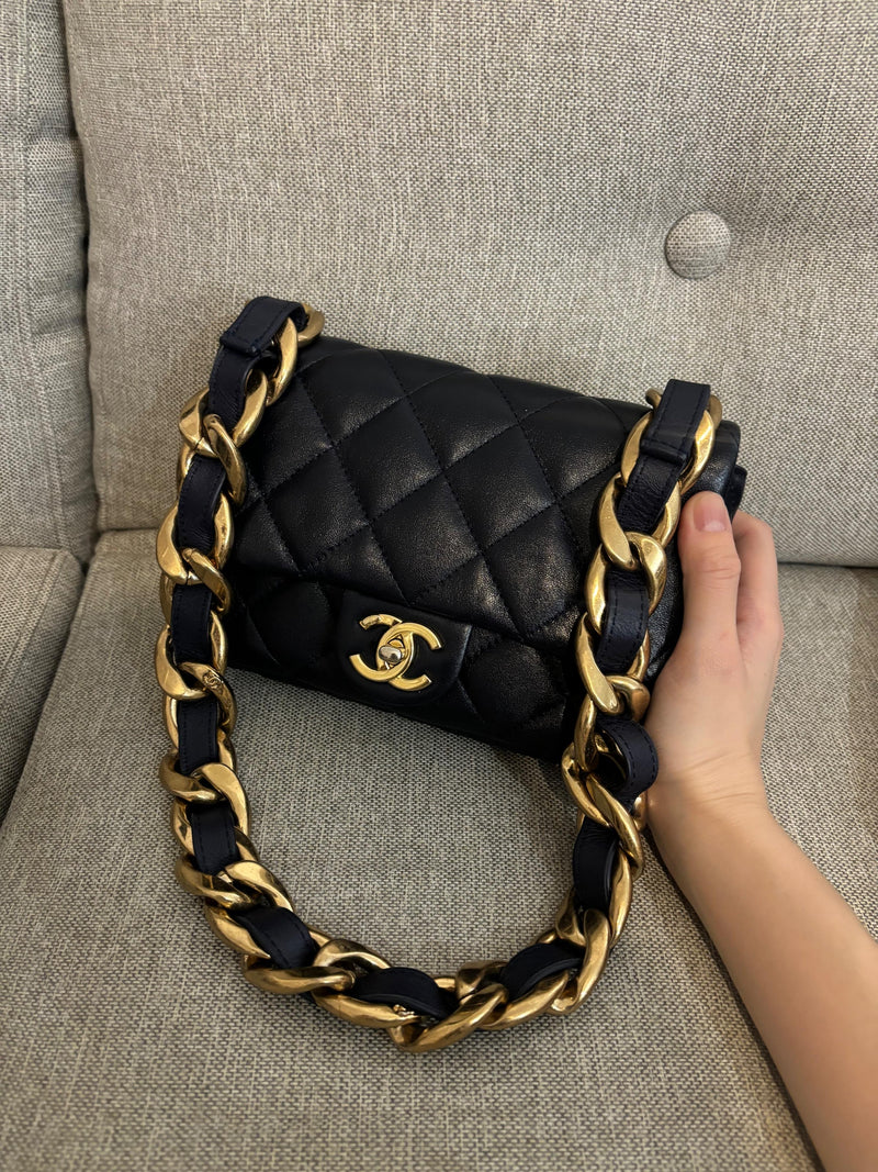 Chanel Navy Blue Funky Town Lambskin Shoulder Bag