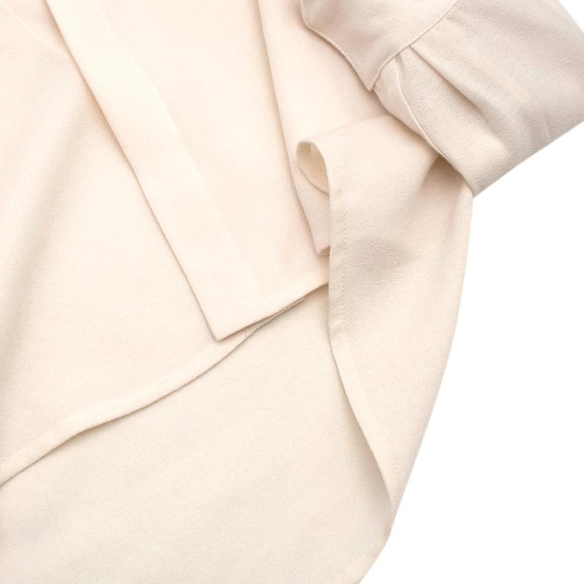 Baja East Cream Wool-Crepe Point Collar Blouse