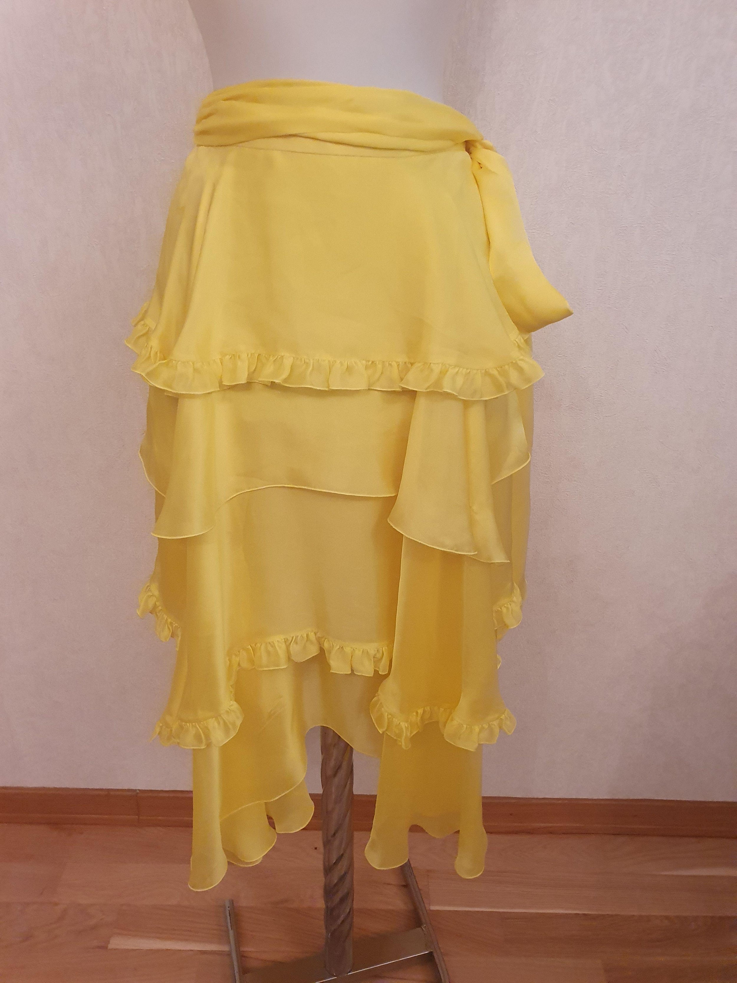 Yellow Ruffled Asymmetric Skirt