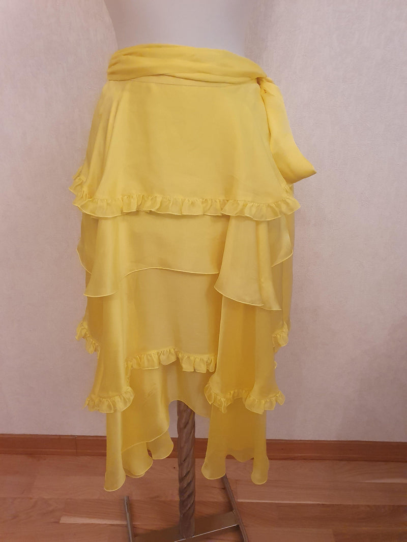Yellow Ruffled Asymmetric Skirt