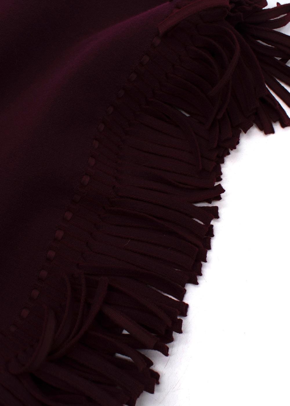 Alaia Burgundy Fringe Trimmed Mini Skirt