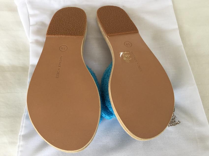 Ancient Greek blue towelling coated sandals