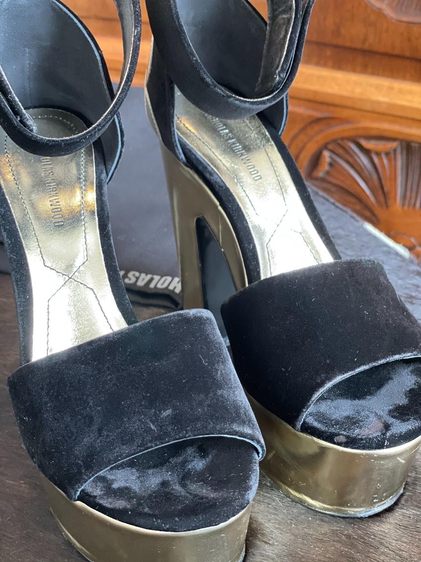 Nicholas Kirkwood Polly Petal velvet and leather platform sandals