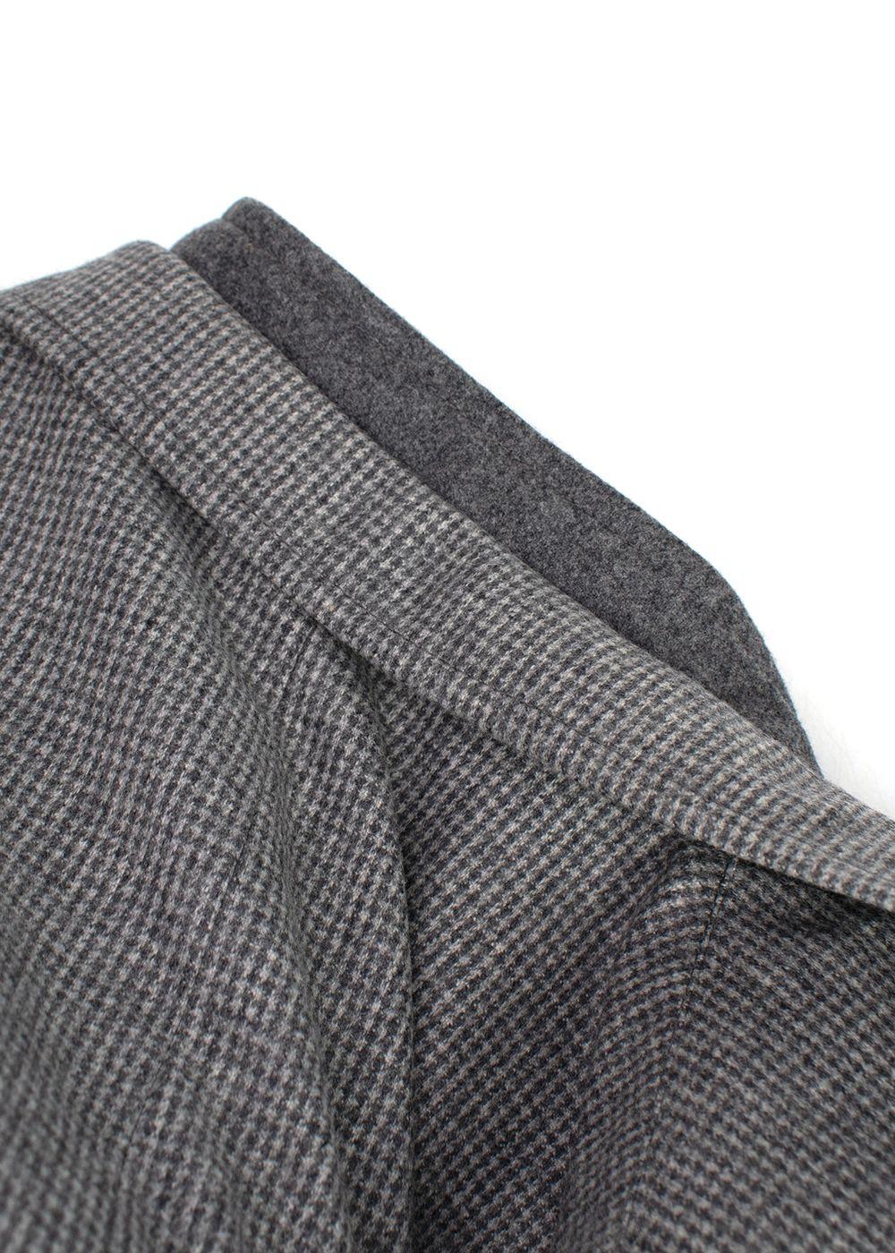 Pal Zileri Grey Houndstooth Single Breasted Wool Scooter Jacket
