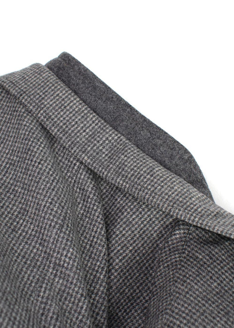 Pal Zileri Grey Houndstooth Single Breasted Wool Scooter Jacket