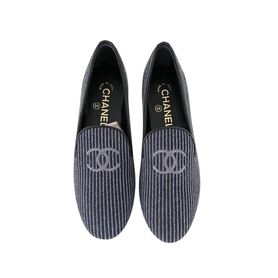 Chanel Striped Room Service CC Loafers