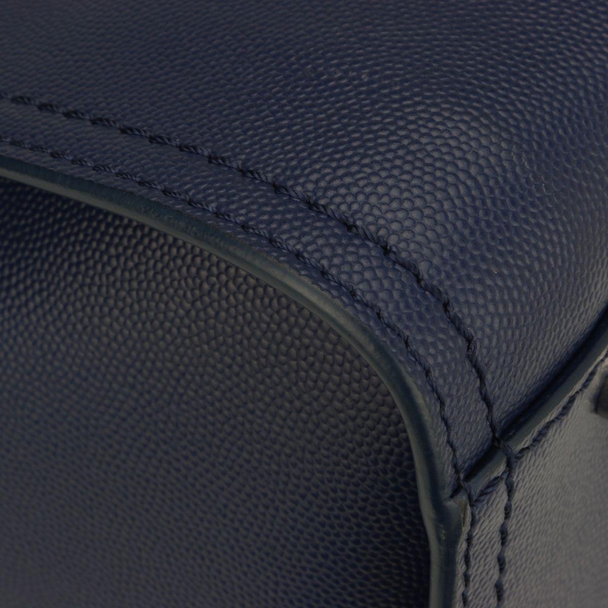 Studded Navy Blue Caviar Deauville Tote Small