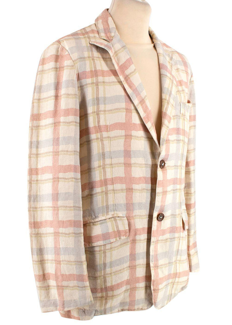 Etro Pastel Checked Linen Blazer