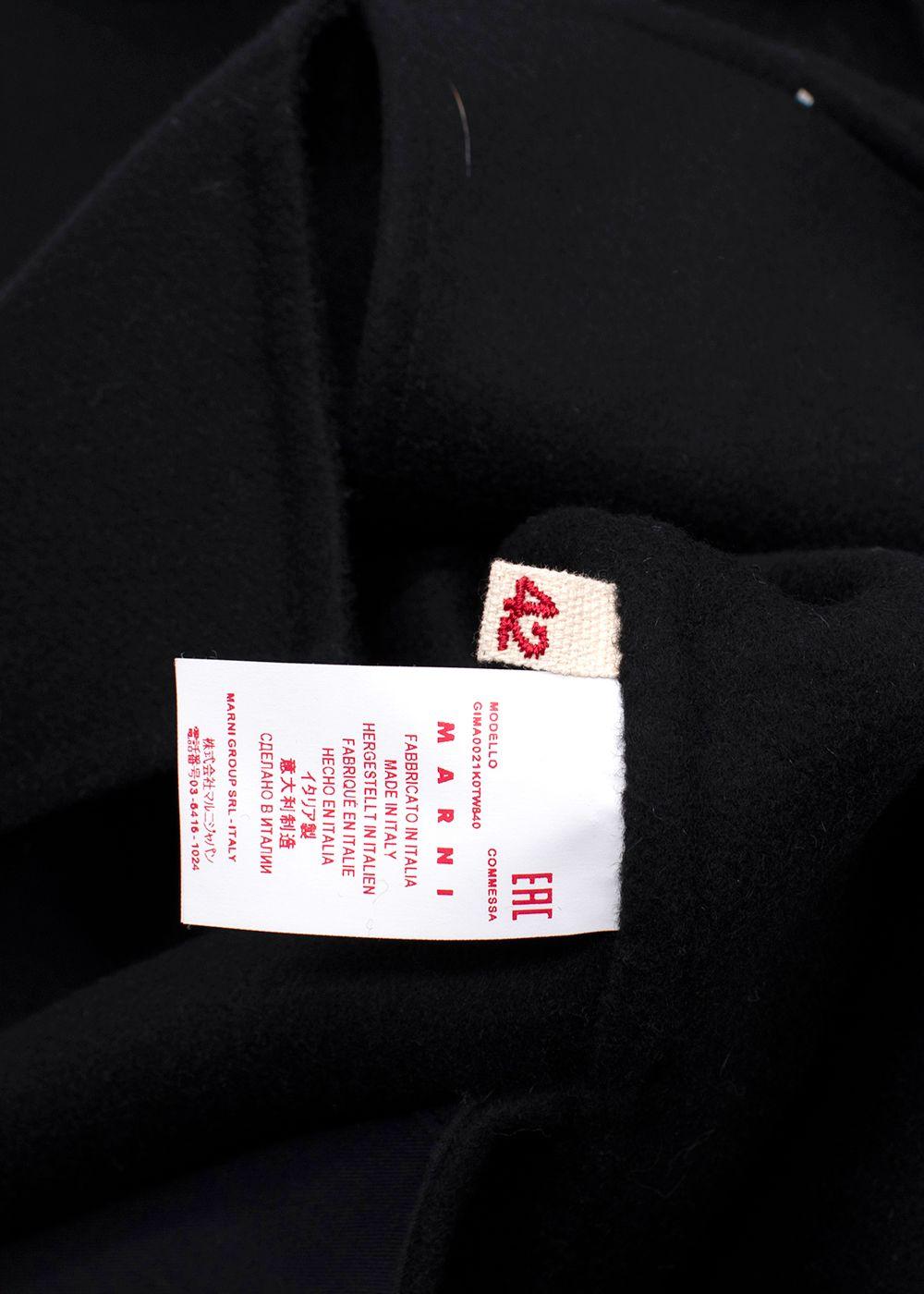Marni Black Single Breasted Wool Cashmere Coat