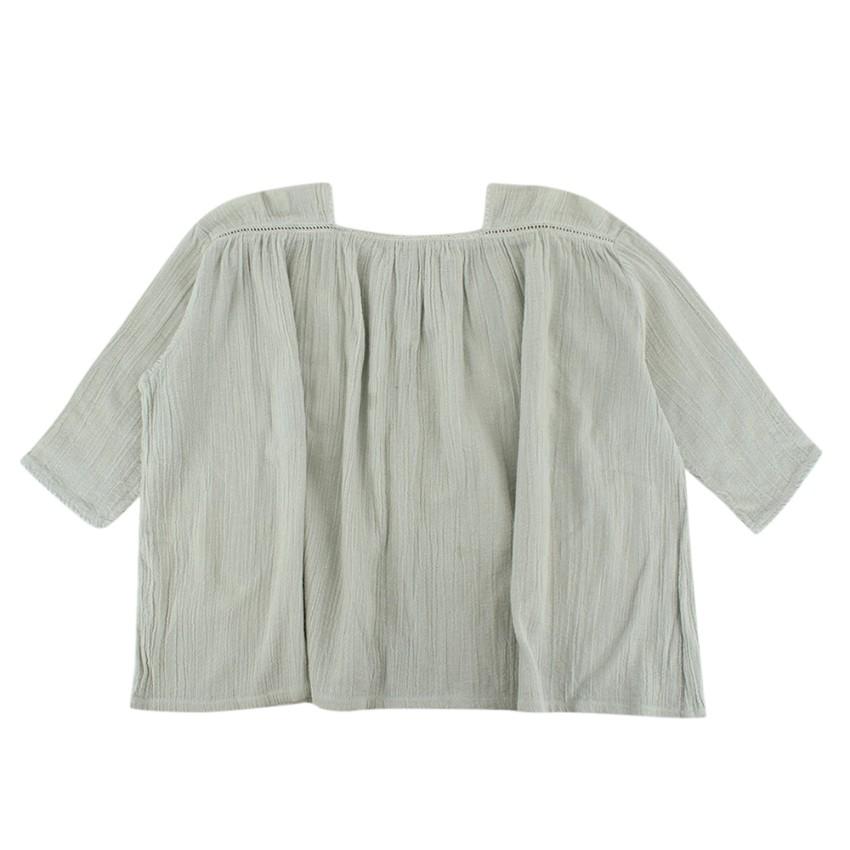 Caramel Faded Mint Green Blouse