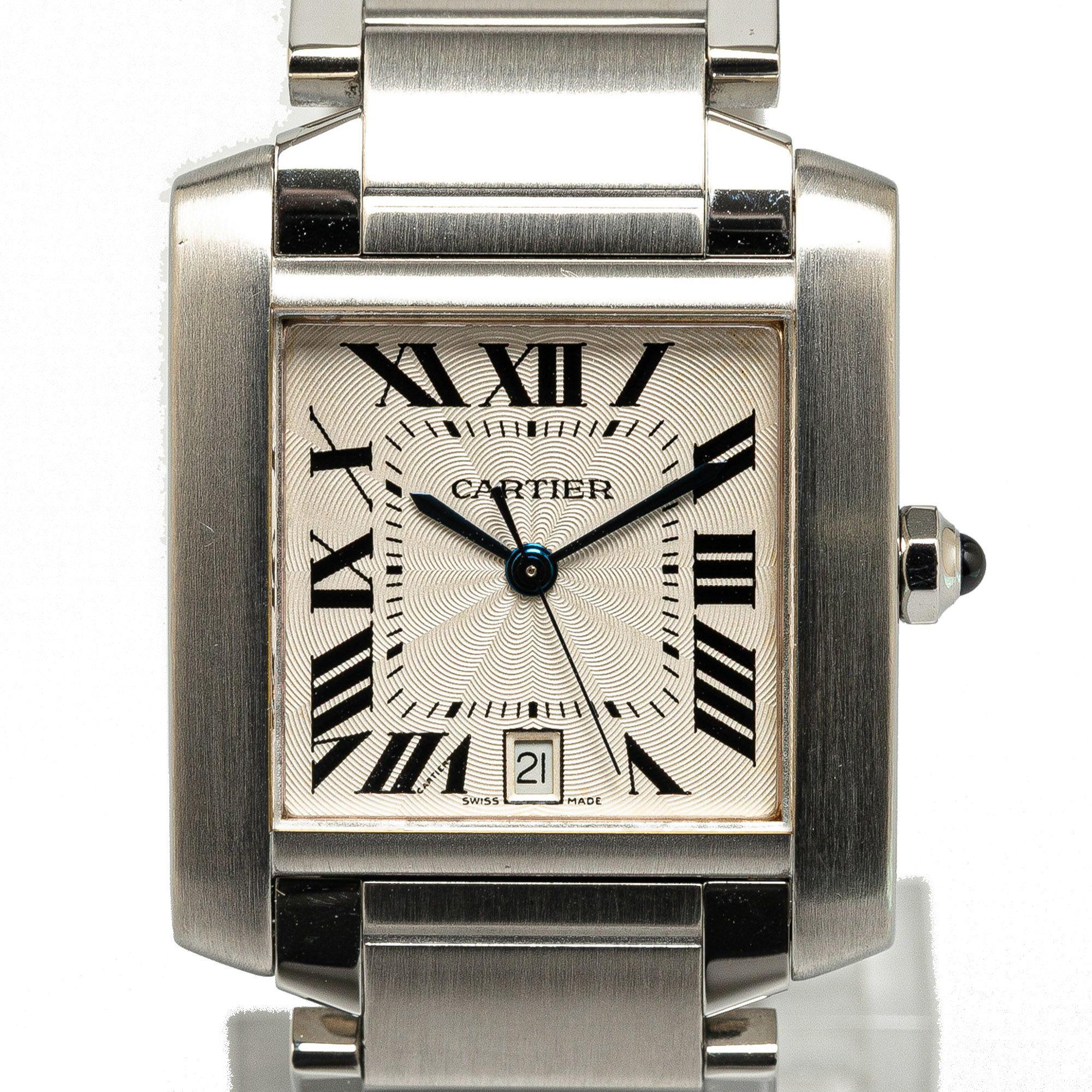 Cartier Stainless Steel Quartz Tank Francaise Watch 28mm