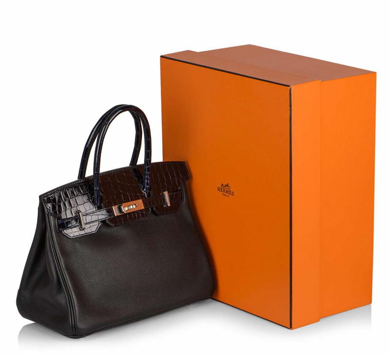 Bleu Marine & Noir Lisse Birkin Touch 30 PHW