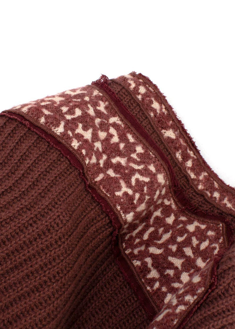 Bottega Veneta Ribbed Knit Dark Rose Cashmere Cardigan