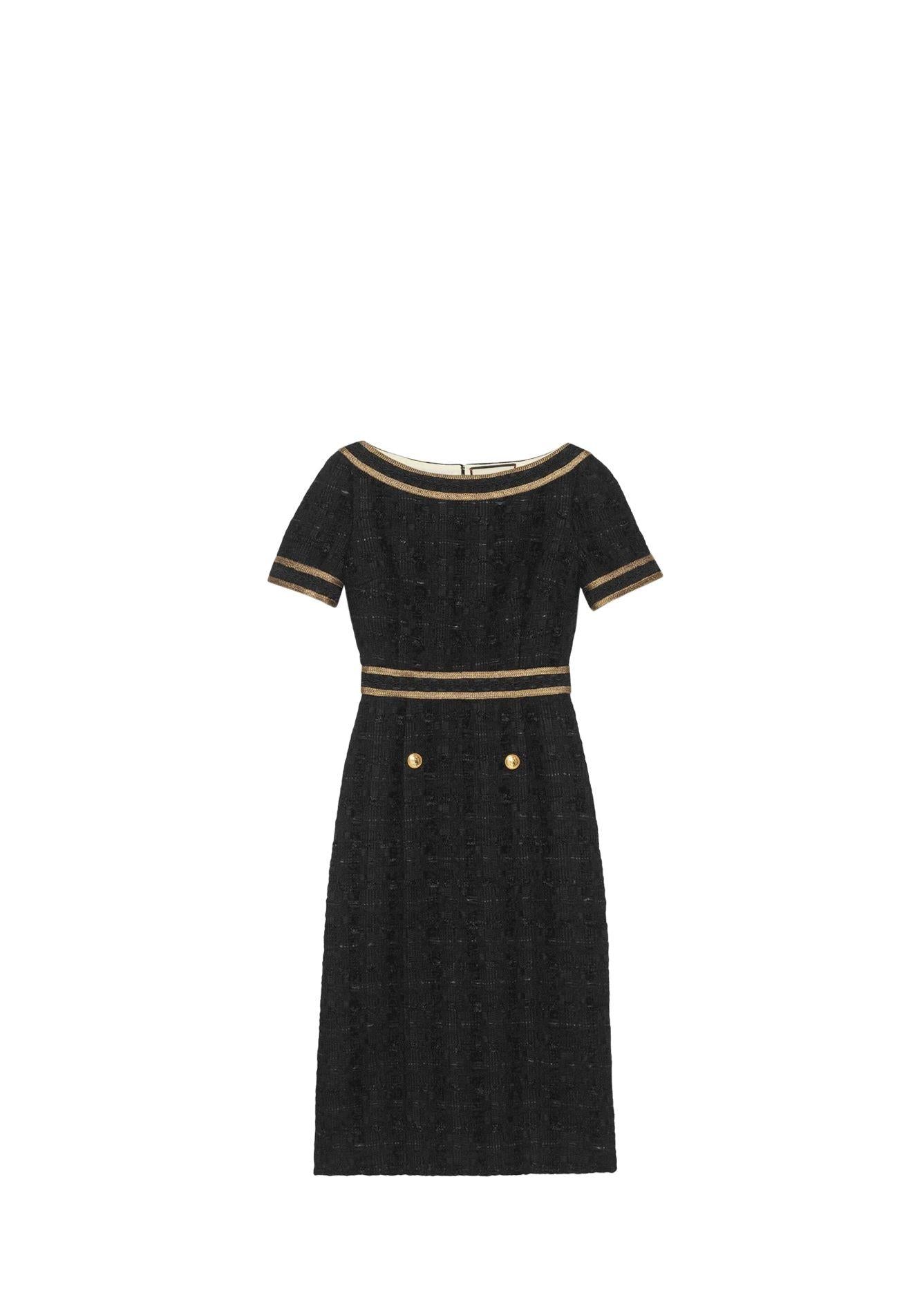 Black Boucle Shift Dress